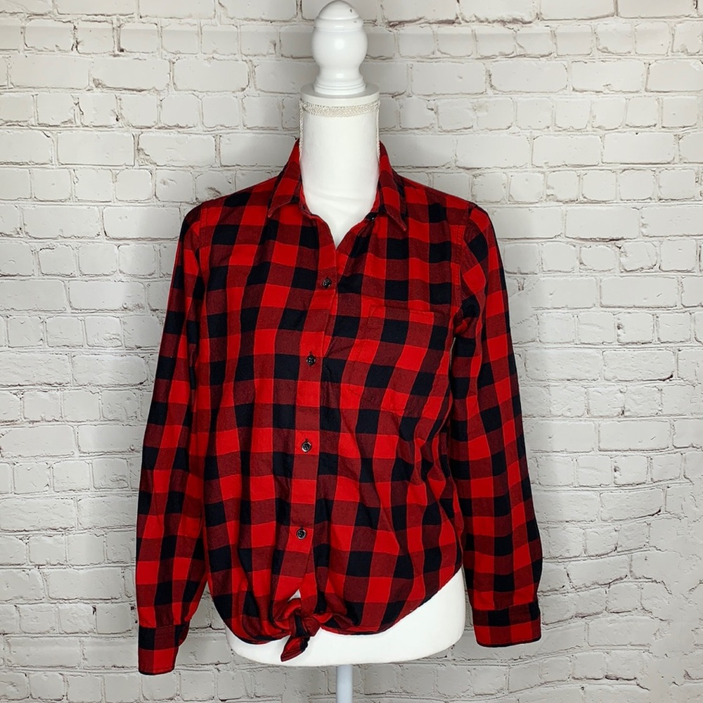 Madewell flannel tie-front shirt